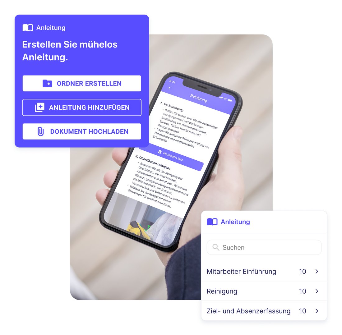 Anleitungen — Screenshot in der App