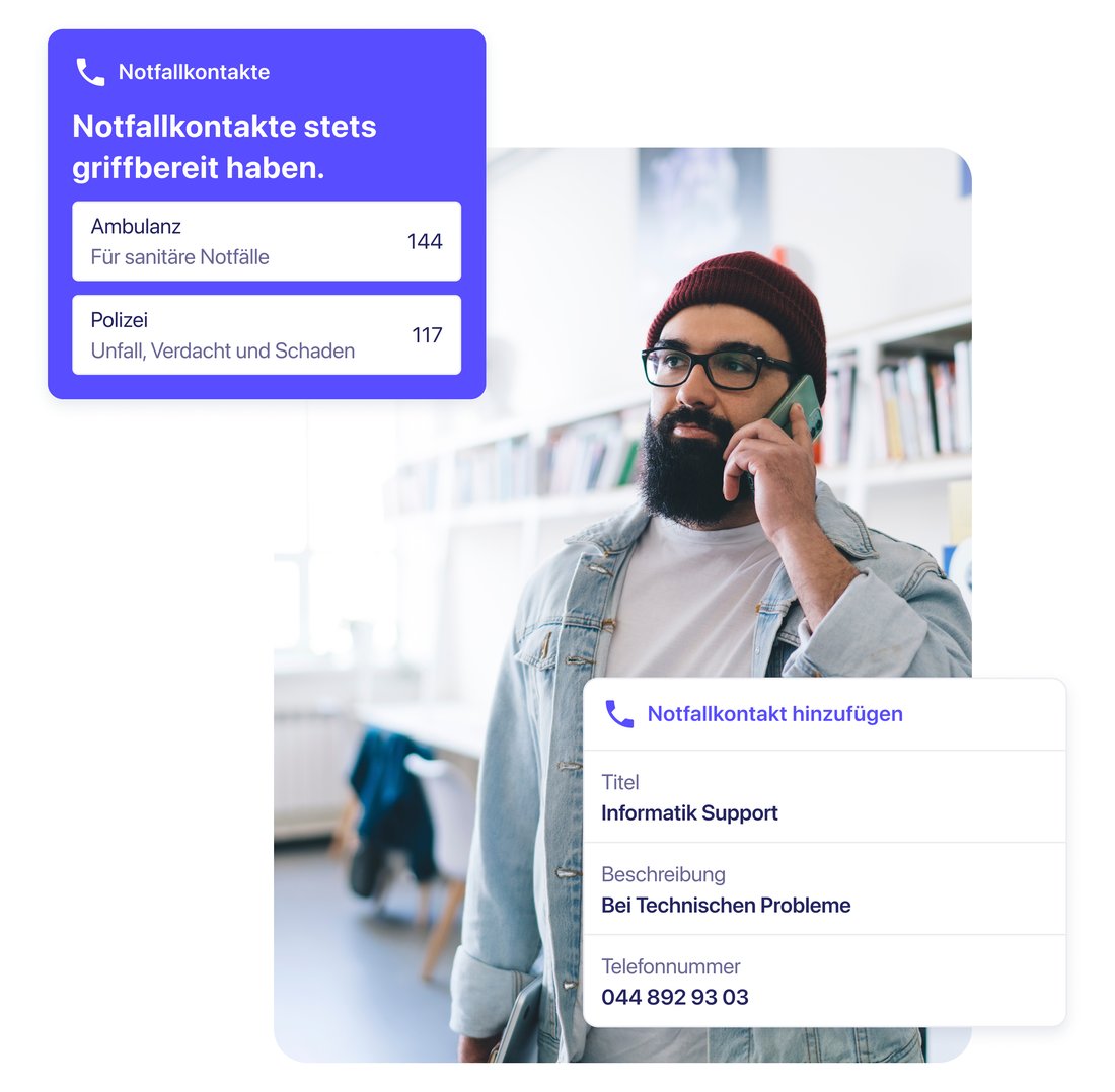 Notfallnummern — Screenshot in der App