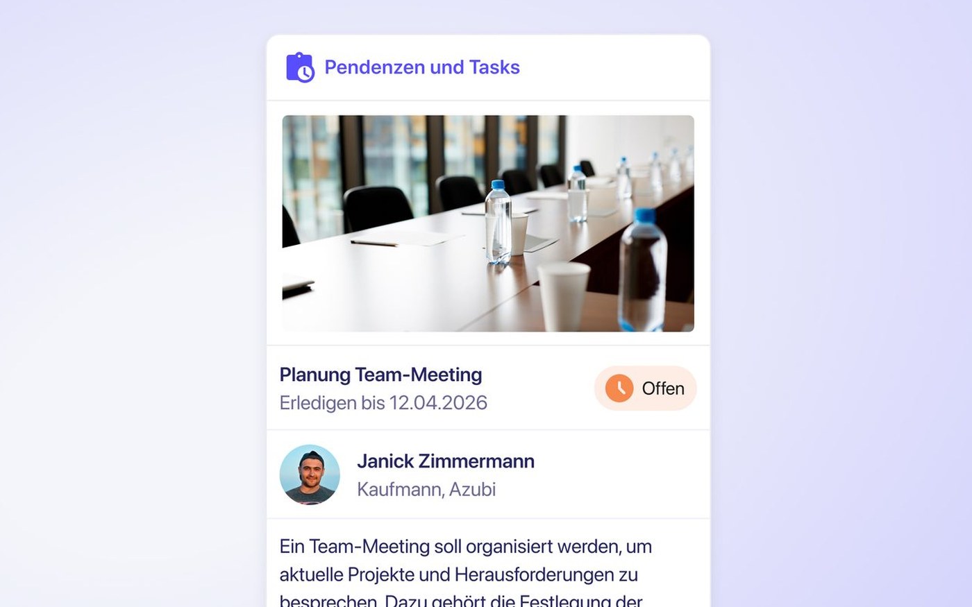 Pendenzen & Tasks Screenshot